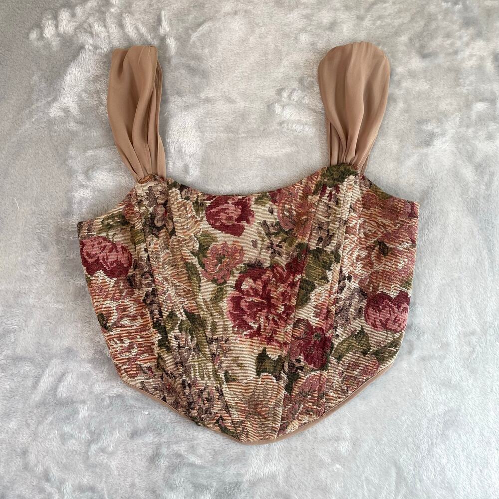 Vici Corset S Coquette Western Fairy Floral Whimsigoth Jacquard Tapestry Top